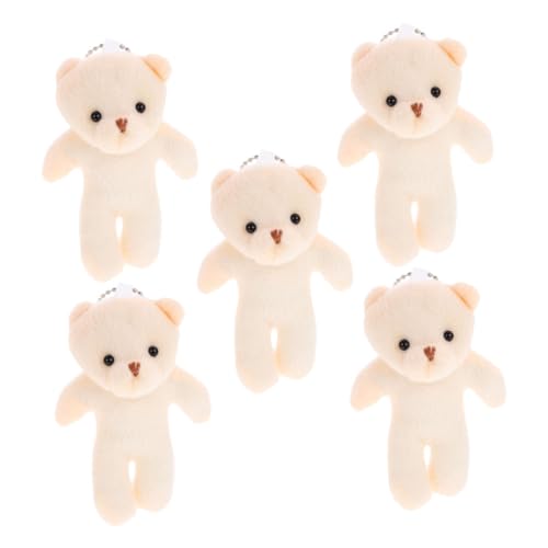 PERSELOSO 5 Stücke Teddybär-Puppe Geldbörse Brieftasche Hängendes Mini-bär- Schlüsselanhänger Bärenanhänger Hängende Mini-bärenfiguren Tragbare Bärenfiguren Pp Baumwolle Beige von PERSELOSO