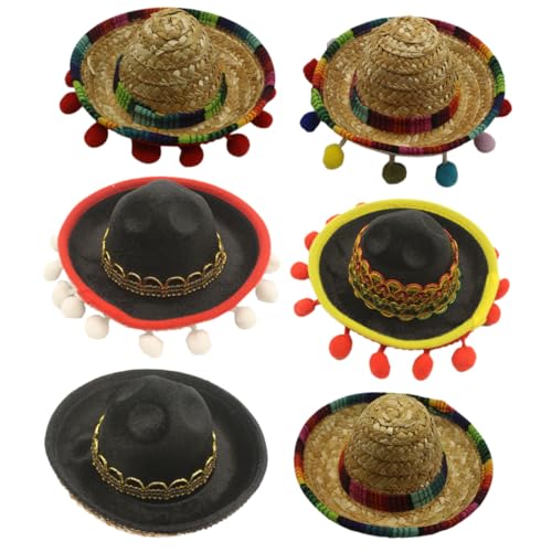 PERSELOSO 6 Stück Teiliges Sombrero Haarband Mexikanischer Partyhaarschmuck Bunte Stoffhüte für Damen Herren Mexikanische Fiesta Kostüm Zubehör PERSELOSO 6 Stück Teiliges Sombrero Haarband Mexikanischer Partyhaarschmuck Bunte Stoffhüte für Damen Herren Mexikanische Fiesta Kostüm Zubehör von PERSELOSO