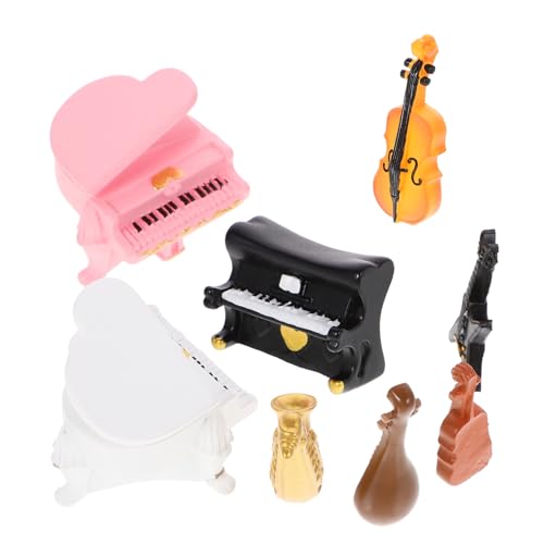 PERSELOSO 8st Mini-Musikinstrument-Ornamente Miniatur Puppe Bausatz Entzückendes Mini-Instrument Dekoratives Mini-Instrument Dekorative Mini-hausdekoration Instrumentenmodell Harz von PERSELOSO