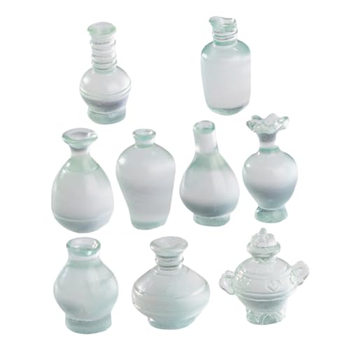 PERSELOSO 9 Stück Mikrolandschaftsflasche Miniaturmodell Stellen Sie Sich Vor, Sie Modelle Modell Mini-blumenvase Mikro-landschaftsflasche Puppenhaus -Accessoire Transparent Harz von PERSELOSO