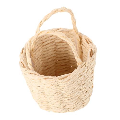 PERSELOSO Mini-aufbewahrung Skorb Körbe Kleiner Weidenkorb Puppenhauszubehör Puppenhaus Einkaufskorb Miniatur-spielzeugkorb Puppenhaus-eierkorb Puppenhaus-Miniatur-einkaufskorb Rattan Beige von PERSELOSO