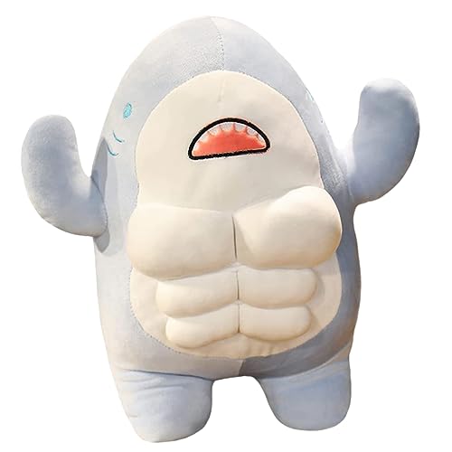 PERSELOSO Muskelhai-Puppe Hai-Kissen Plüsch gefüllter Hai Gans ausgestopft weiche kuscheltiere Shark Plush Pillow Shark plushies kopfkissen entzückende Haipuppe Hai- Flanell Blue von PERSELOSO