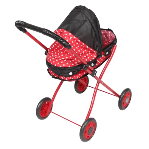 PERSELOSO Trolley- Babyspielzeug-Kinderwagen für Puppen Kinderwagen für Babypuppen puppenwagen zubehör Puppen autositz Puppenwagen Puppe autositz Eisenrahmen rot von PERSELOSO