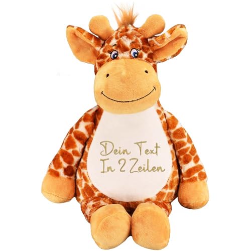 PERSOGO Stofftier mit Namen - personalisiertes Plüschtier mit deinem Text - Stofftier mit Füllung - Plüschtiere für Kinder zum Personalisieren - Custom Teddy mit individueller Stickerei (Giraffe) von PERSOGO