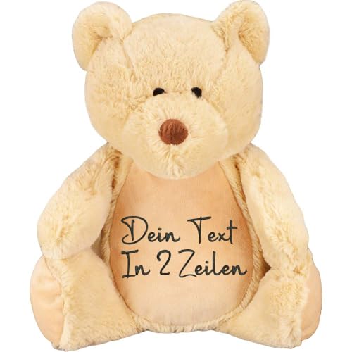 PERSOGO Stofftier mit Namen - personalisiertes Plüschtier mit deinem Text - Stofftier mit Füllung - Plüschtiere für Kinder zum Personalisieren - Custom Teddy mit individueller Stickerei (Teddy Brown) von PERSOGO