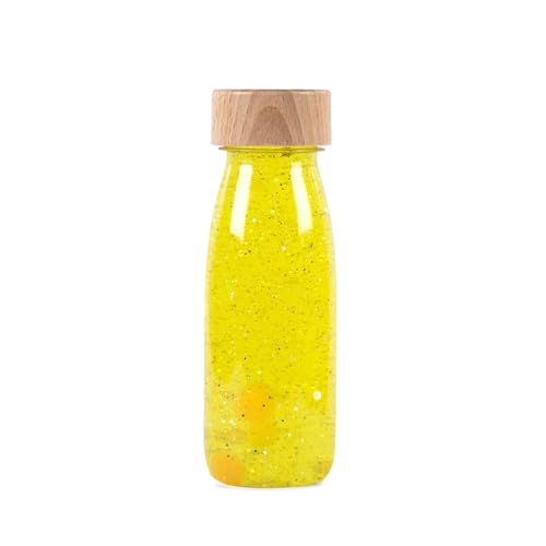 PETIT BOUM – Float Sensory Bottle in Gelb EIN Mikrokosmos in jeder Flasche Entdecken, zuhören und Lernen Sinnesstimulation Sensorische Flaschen für Kinder von PETIT BOUM