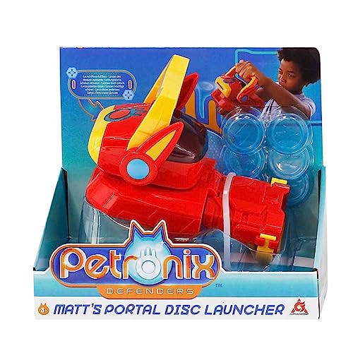 Petronix – Matt's Portal Disc Launcher, Spielzeug mit 6 Projektilscheiben, liegt in der Hand und beim Drücken des Speertastes, lustig, aus der Dibus-Serie, für Kinder ab 3 Jahren, Famosa (PET06000) von PETRONIX DEFENDERS