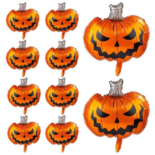 10 Stück Halloween Kürbis Ballons, 75x62cm Groß Ballons Halloween Gruselig Folienballons Halloween Dekorationen Partyzubehör für Halloween Party Dekorationen von PEUTIER