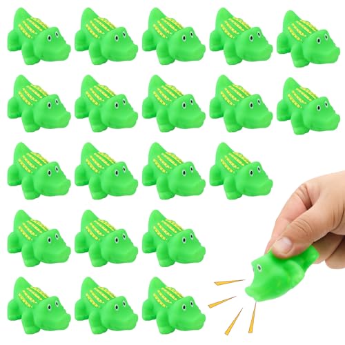 20 pcs Rubber Crocodile Bath Toys, Squeak Rubber Alligator Green Crocodile Rubber Bath Toy Fun Bathtime Play for Kids Summer Party Birthday Decoration von PEUTIER