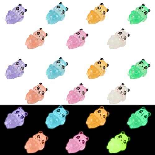 21 Stück Mini-Pandas aus Kunstharz, Leuchtende Miniatur-Pandas aus Kunstharz Winzige Leuchtende Panda-Ornamente aus Kunstharz Dekor für Garten Heimdekoration und Party Kuchen (Bauchlage) von PEUTIER