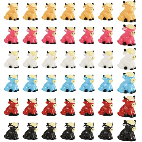 42 Mini-Harzkühe, 6 Farben Mini-Kuhfiguren aus Hochlandrindern Glatte Wiederverwendbare Hochlandkuhfigur Mini-Harztierdekoration für Liebhaber von Hochlandrindern von Bauernhausdekoration von PEUTIER