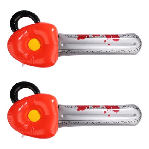 PEUTIER 2 Stück 68cm Aufblasbare Kettensäge, Große Größe Halloween-Waffen PVC Aufblasbar Halloween-Requisiten Party-Dekoration für Erwachsene Kinder von PEUTIER