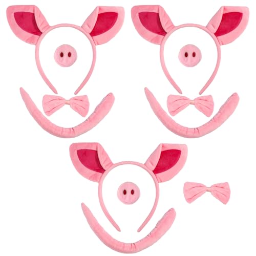 PEUTIER 3 Set Schwein Kostüm Erwachsene, Verkleiden von Schweineohren Nase und Schwanz mit Fliege Rosa Schweinchen-Kostüm-Set für Halloween-Kostümzubehör PEUTIER 3 Set Schwein Kostüm Erwachsene, Verkleiden von Schweineohren Nase und Schwanz mit Fliege Rosa Schweinchen-Kostüm-Set für Halloween-Kostümzubehör von PEUTIER