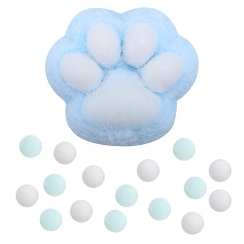 PEUTIER Taba Squishy, Kunststoff Squeeze Spielzeug mit 10 Flauschigen Minibällen Kawaii Kätzchenpfote Squishy Entspannend Tiere-Zappelspielzeug für Jugendliche Erwachsene (Blau) von PEUTIER