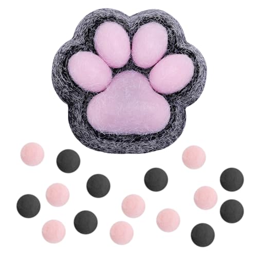 PEUTIER Taba Squishy, Kunststoff Squeeze Spielzeug mit 10 Flauschigen Minibällen Kawaii Kätzchenpfote Squishy Entspannend Tiere-Zappelspielzeug für Jugendliche Erwachsene (Schwarz Rosa) von PEUTIER