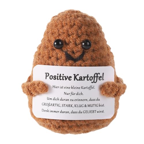 Positive Potato Crochet, Brown Mini Lustige Positive Kartoffelgeschenke mit ermutigender Karte Emotionale Unterstützung Gestricktes Puppenspielzeug für Geburtstagsgeschenke Partydekoration von PEUTIER