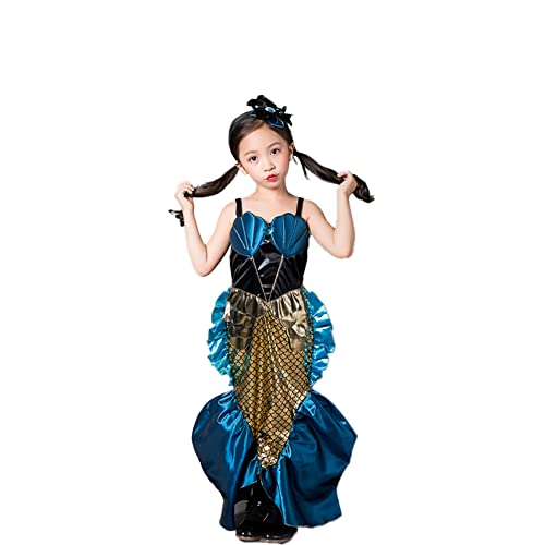 Halloween Mädchen Puffy Dress Hexenkostüme Halloween Hexenkostüm Set Mädchen Halloween Party Kostüme für 3-12 Jahre Halloween Karneval Cosplay Set 14 von PEWRESLORS