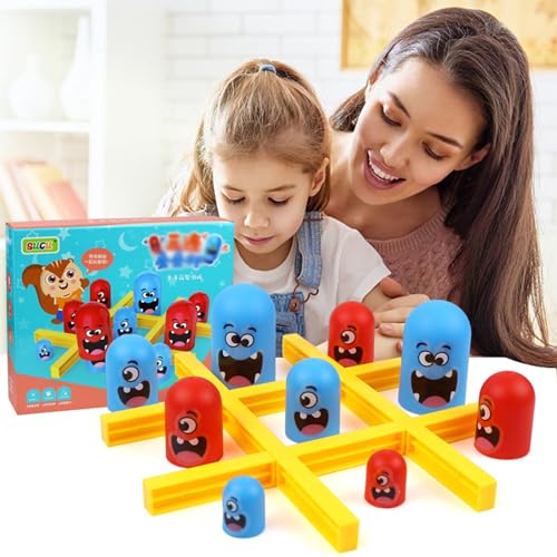 Blau-rotes Brettspiel for 2 Spieler, Big Eat Small Tic Tac Toe-Spiel, for Kinder Und Erwachsene, Interaktives Eltern-Kind-Spiel, Indoor-Familienspiele von PFKXQBXC