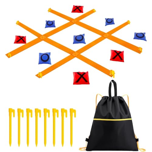 PFKXQBXC Giant Tic Tac Toe Game,for Kids and Adults X’s and O’s, Large Backyard Board, and Travel Bag for Yard, Beach, and Park Summer Family Fun von PFKXQBXC