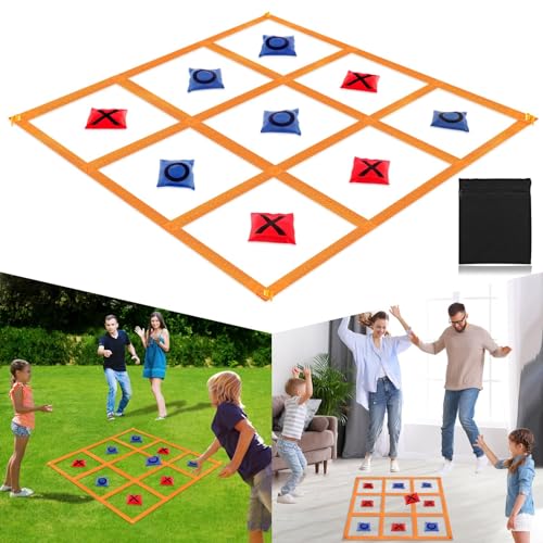 PFKXQBXC Giant Strap Game,Tic Tac Toe Outdoor Games, 4 Ft X 4 Ft Portable Toss Across Game,Large Yard Lawn Backyard for Kids & Families, Camping Games for Adults von PFKXQBXC