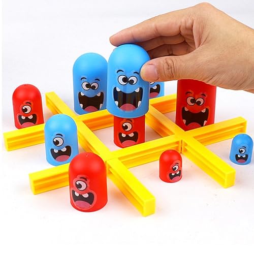 PFKXQBXC Gobblet Gobblers-Spiel, Tic Tac Toe-Spielset, Interaktives Eltern-Kind-Spiel, 2 Spieler, Blau/Rot Gobblet Gobblers-Brettspiel, Kinder 3–8 von PFKXQBXC