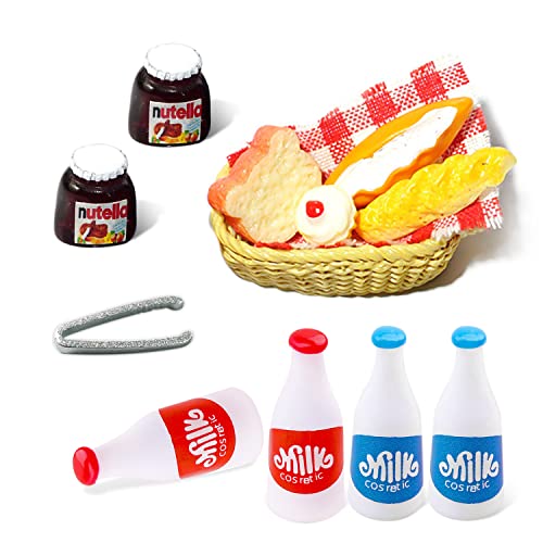 13 Stück Mini-Picknick-Zubehörmodell, Puppenhauszubehör, Mini-Backdekoration, Brotmodell, Simulationsnahrungsspielzeug, DIY-Handy-Dekorationsbedarf, Küchenzubehör vorgeben von PFLYPF