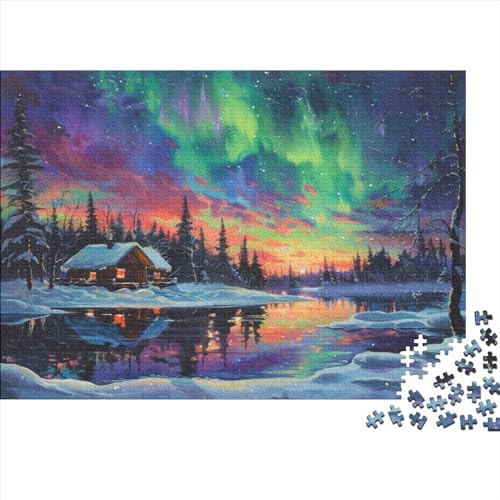 Aurora-Hütte 1000 Teile Puzzles Erwachsene Wohnkultur Educational Game Geburtstag Family Challenging Games Entspannung Und Intelligenz 1000pcs (75x50cm) von PFYWZJDDTTBD