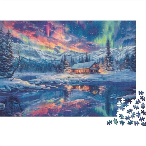 Aurora-Hütte 500 Teile Puzzles Für Erwachsene Family Challenging Games Home Decor Educational Game Geburtstag Stress Relief Toy 500pcs (52x38cm) von PFYWZJDDTTBD