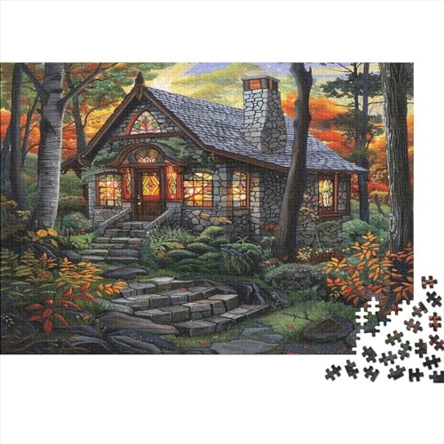 Bergdorf-Hütte 500 Teile Puzzles Für Erwachsene Wohnkultur Family Challenging Games Geburtstag Educational Game Stress Relief Toy 500pcs (52x38cm) von PFYWZJDDTTBD