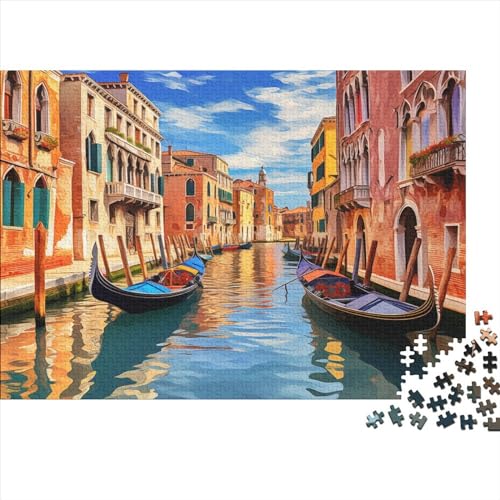 Venedig-Kanal-Ansicht Erwachsene Puzzles 500 Teile Geburtstag Family Challenging Games EduKatzeional Game Home Decor Stress Relief Toy 500pcs (52x38cm) von PFYWZJDDTTBD