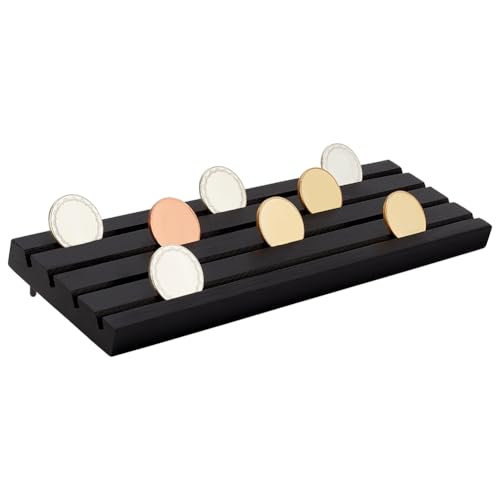 PH PandaHall 4 Slots Münzen Organizer Halter Rack für Schreibtisch Holzmünzen Aufbewahrungsbox Sammlermünzen-Vitrine Holzregal Münzständer Holz hält für Sammler, Schwarz 36x11cm von PH PandaHall