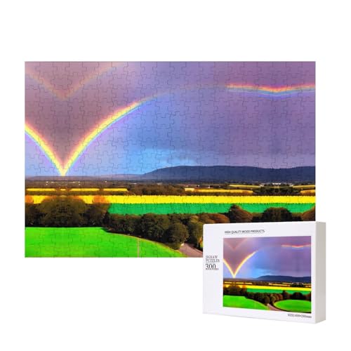 Abend-Puzzle, Regenbogen-Puzzle, 300 Teile, Holzpuzzle für Familie, Freunde, Heimdekoration, Wandkunst, 15,7 x 27,9 cm von PHAYAH