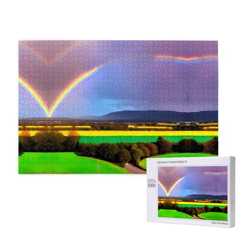 Abend-Regenbogen-Puzzle, 1000 Teile für Puzzle, Holzpuzzle für Familie, Freunde, Heimdekoration, Wandkunst, 29,5 x 50 cm von PHAYAH