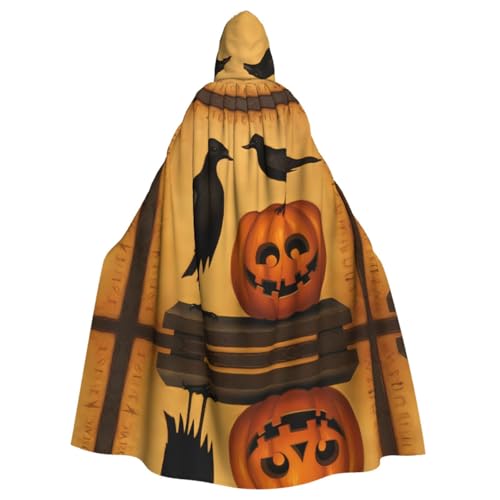 Amsel und Kürbis gemusterter Kapuzenponcho Unisex Kapuzenponcho für Cosplay, Halloween, Kostümparty Amsel und Kürbis gemusterter Kapuzenponcho Unisex Kapuzenponcho für Cosplay, Halloween, Kostümparty von PHAYAH