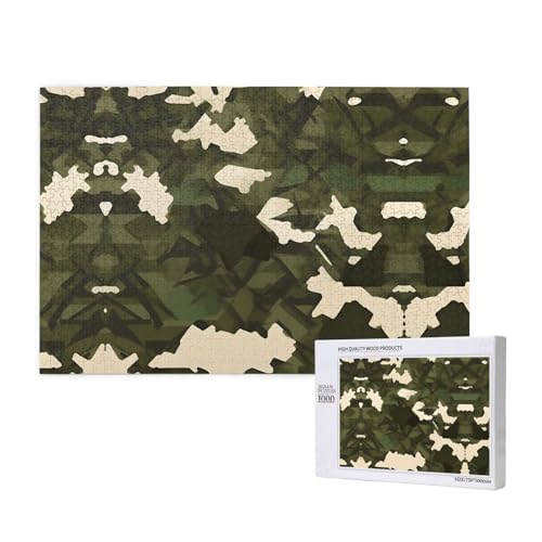 Armee-Camouflage-Puzzle, 1000 Teile für Puzzle, Holzpuzzle für Familie, Freunde, Heimdekoration, Wandkunst, 29,5 x 50 cm von PHAYAH