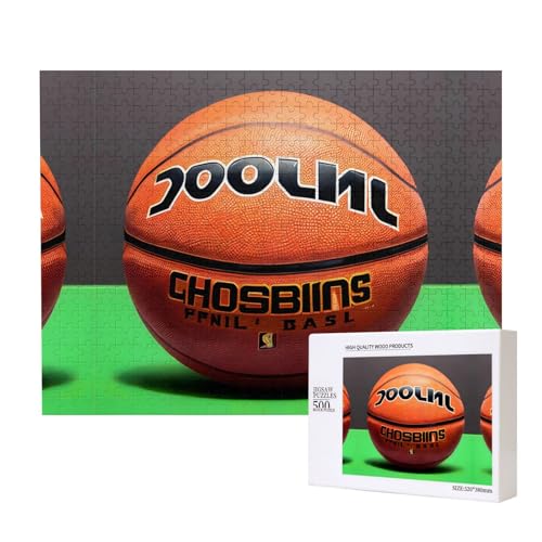 Basketball-Hintergrundpuzzle, 500 Teile, für Puzzle, Holzpuzzle für Familie, Freunde, Heimdekoration, Wandkunst, 20,4 x 38,1 cm von PHAYAH