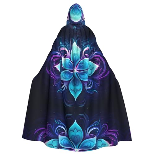 Blaue Blumenabzeichen, gemustert, Kapuzenponcho für Cosplay, Halloween, Kostümparty Blaue Blumenabzeichen, gemustert, Kapuzenponcho für Cosplay, Halloween, Kostümparty von PHAYAH