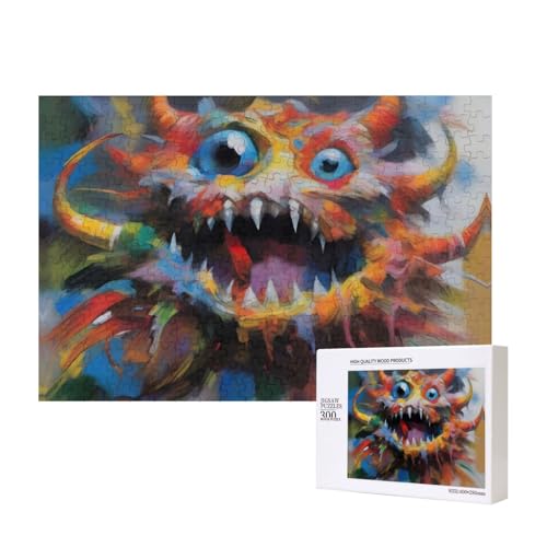 Buntes Monster-Puzzle, 300 Teile, für Puzzle, Holzpuzzle für Familie, Freunde, Heimdekoration, Wandkunst, 39 x 27 cm von PHAYAH