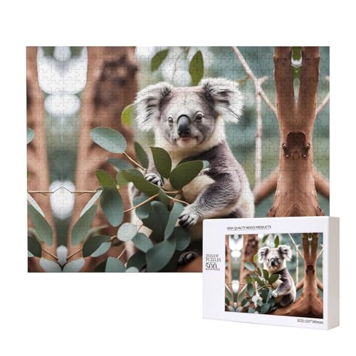 Cartoon-Koala-Puzzle, 500 Teile für Puzzle, Holzpuzzle für Familie, Freunde, Heimdekoration, Wandkunst, 20,4 x 38,1 cm von PHAYAH