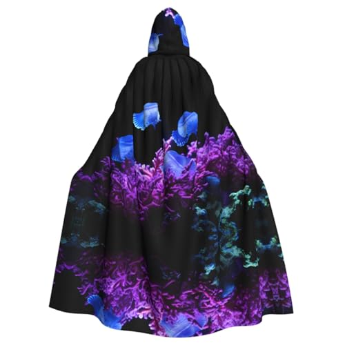 Coral Reef Qualle Gemusterter Kapuzenponcho Unisex Kapuzenponcho für Cosplay Halloween Kostüm Party Coral Reef Qualle Gemusterter Kapuzenponcho Unisex Kapuzenponcho für Cosplay Halloween Kostüm Party von PHAYAH