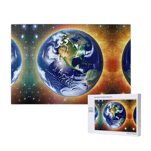 Cosmic Earth Puzzles 1000 Teile für Puzzle, Holzpuzzle für Familie, Freunde, Heimdekoration, Wandkunst, 29,5 x 50 cm von PHAYAH