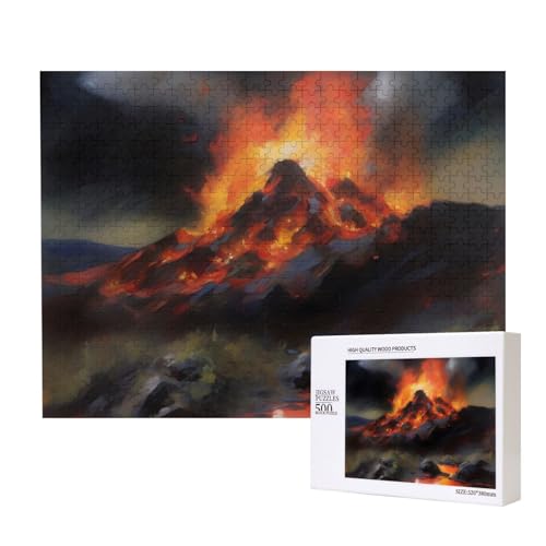 Crater Eruption Puzzles 500 Teile für Puzzle Holzpuzzle für Familie Freund Home Decor Wandkunst 50,4 x 38,1 cm von PHAYAH