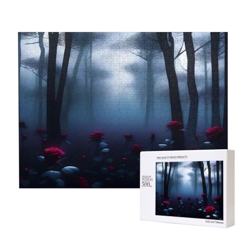 Dark Rose Forest Puzzles 500 Teile für Puzzle Holzpuzzle für Familie Freund Home Decor Wandkunst 50,4 x 38,1 cm von PHAYAH