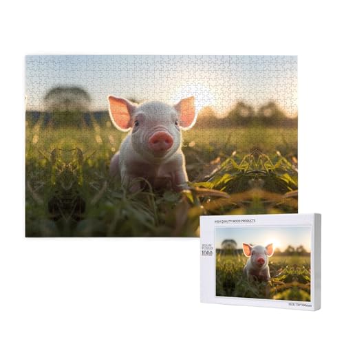 Duftende Schwein-Puzzle, 1000 Teile für Puzzle, Holzpuzzle für Familie, Freunde, Heimdekoration, Wandkunst, 75 x 50 cm von PHAYAH