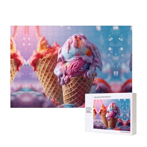 Eiscreme-Puzzle, 300 Teile, für Puzzle, Holzpuzzle für Familie, Freunde, Heimdekoration, Wandkunst, 39 x 27 cm von PHAYAH