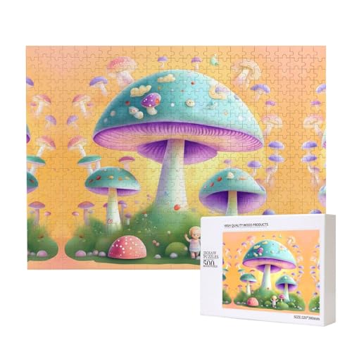 Fantasy-Pilz-Puzzle, 500 Teile für Puzzle, Holzpuzzle für Familie, Freunde, Heimdekoration, Wandkunst, 20,4 x 38,1 cm von PHAYAH