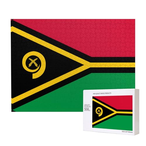 Flagge von Vanuatu Puzzles 500 Teile für Puzzle, Holzpuzzle für Familie, Freunde, Heimdekoration, Wandkunst, 20,4 x 38,1 cm von PHAYAH