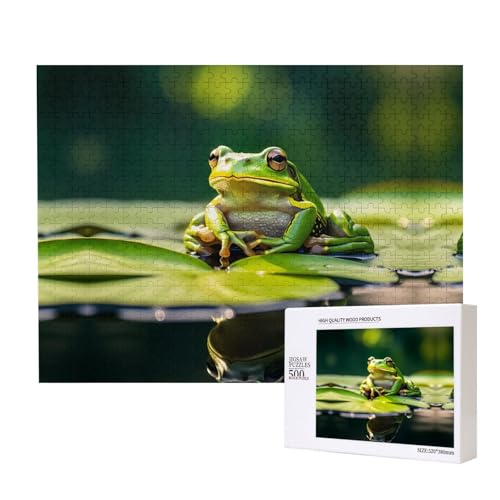 Frogs Puzzles 500 Teile für Puzzle, Holzpuzzle für Familie, Freunde, Heimdekoration, Wandkunst, 50,4 x 38,1 cm von PHAYAH