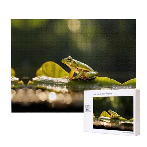 Frosch-Puzzle, 500 Teile für Puzzle, Holzpuzzle für Familie, Freunde, Heimdekoration, Wandkunst, 50 x 38 cm von PHAYAH