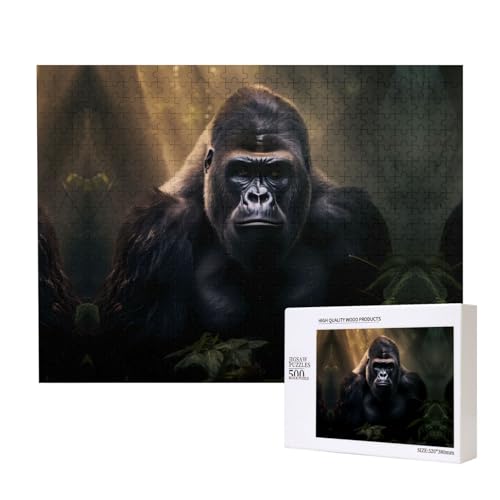 Gorillas Puzzles 500 Teile für Puzzle, Holzpuzzle für Familie, Freunde, Heimdekoration, Wandkunst, 50,4 x 38,1 cm von PHAYAH